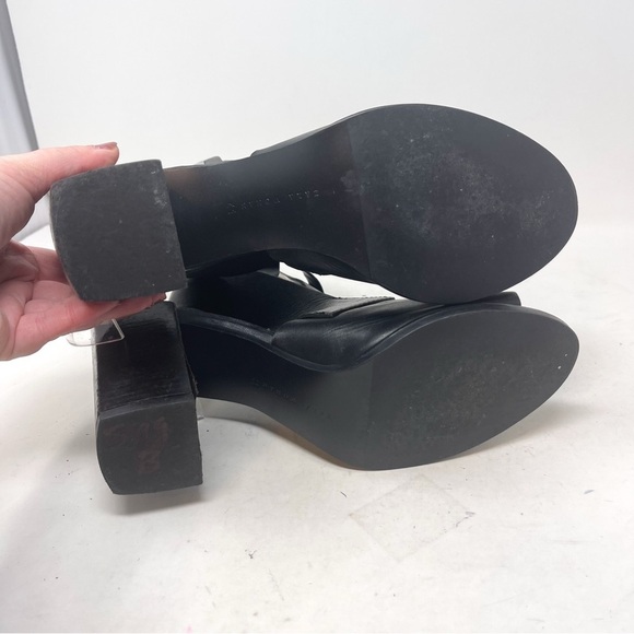 ZARA Woman Genuine Leather Open Toe Ankle Bootie in Block Heel. Black size 41 - Picture 7 of 9